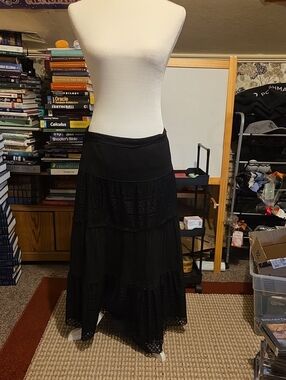 Boho Black Anna Paul Small Maxi Skirt 100% Cotton